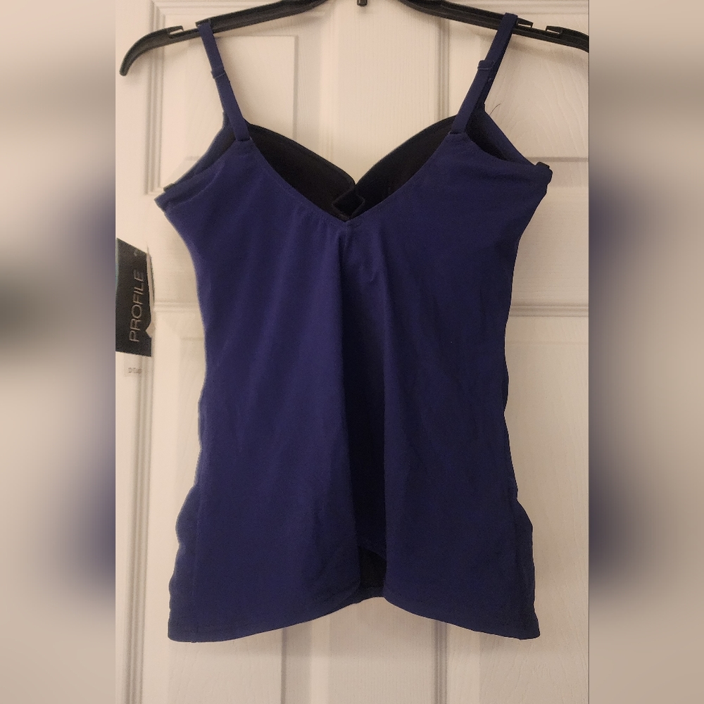 PROFILE by Gottex Tankini Swim Top in Blue size 36D - Picture 4 of 10
